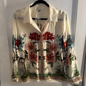 Rose & Olive Cream Floral Button Down Shirt